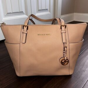 MICHAEL Michael Kors Jet Set Travel Large Saffiano Leather Tote Bag Tan